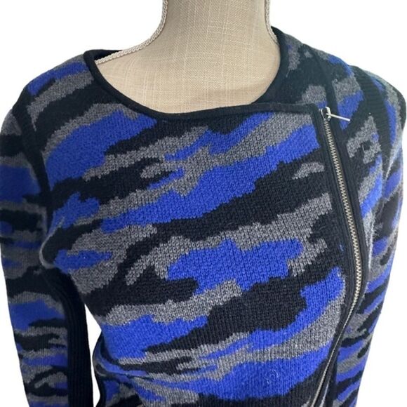 Diane von Furstenberg moto sweater Jacket XS St Regis Full Zip 100% Wool - Picture 6 of 15